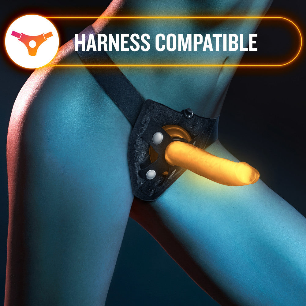 Neo Elite By Blush® | Lavo Glow In The Dark Neon Orange: 7.5-Inch Long Dildo - Made with Purio™ Silicone & SensaFeel® Dual Density Realistic Technology、mySite、bottomscart