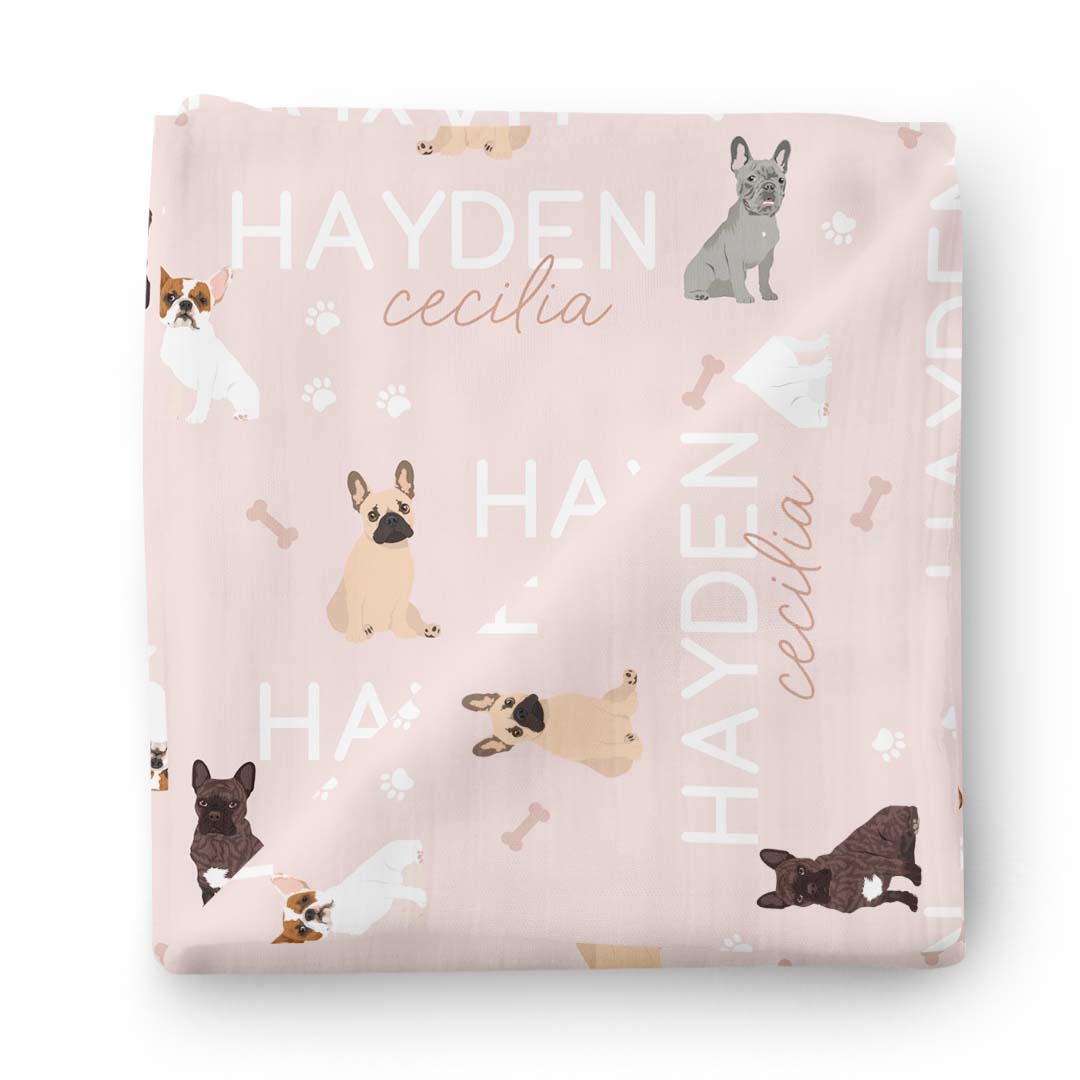  Personalized Baby Name Swaddle Blanket | French Bulldog、mySite、layawaytickets