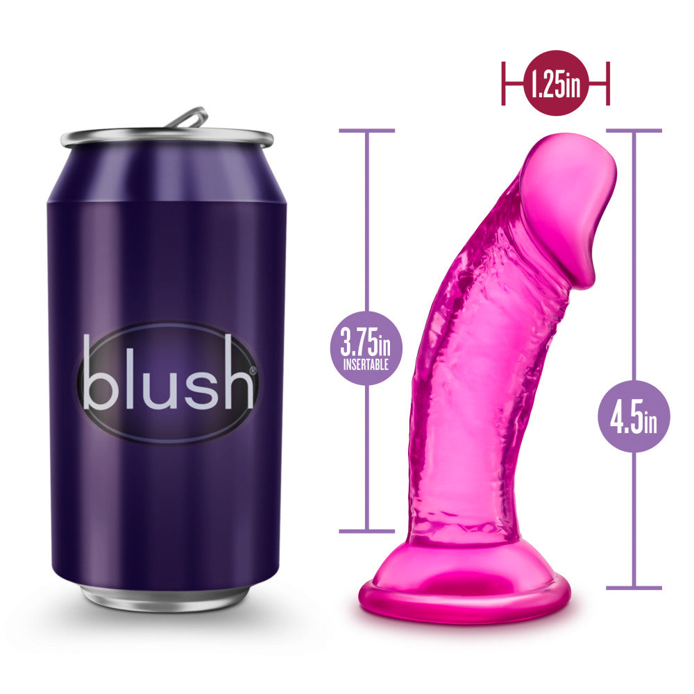 B Yours By Blush® | Sweet N' Small Realistic Pink 4.5-Inch Long Dildo With Suction Cup Base、mySite、bottomscart