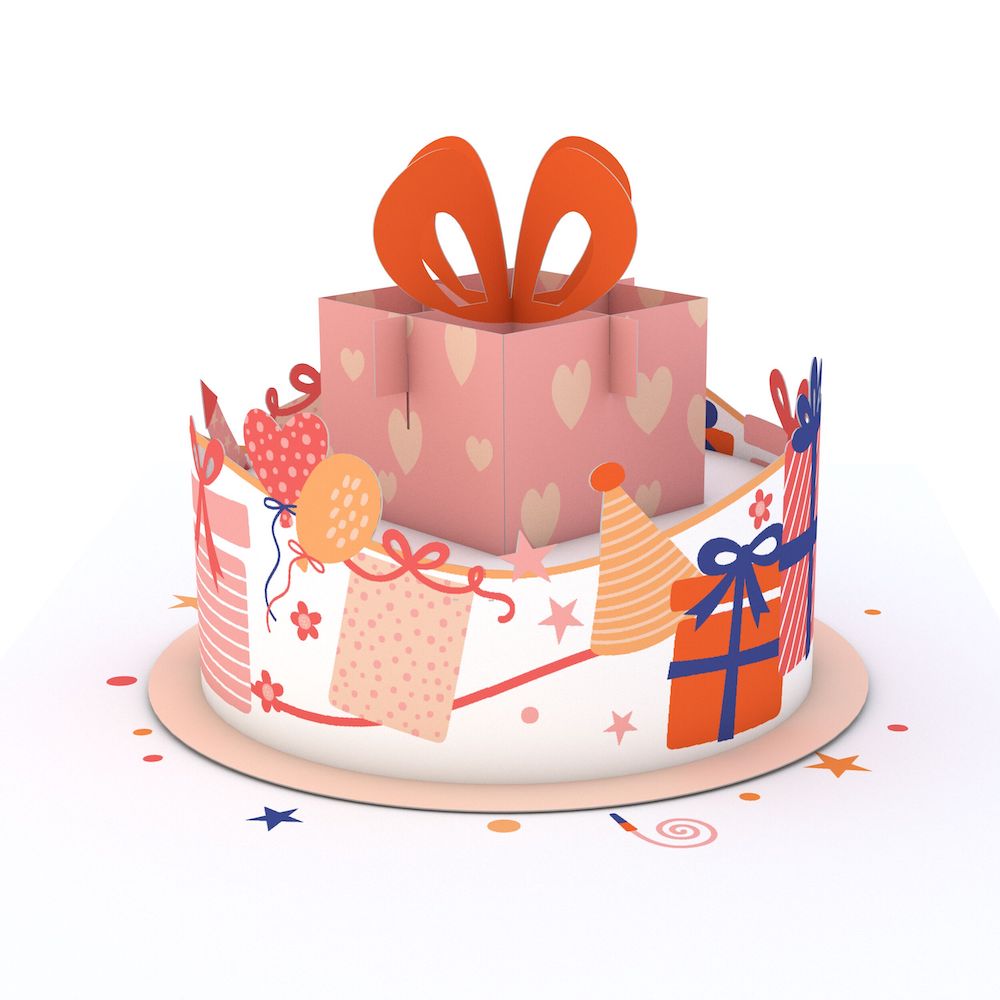 Happy Birthday Gift Cake: Paperpop® Card、mySite、solidvoid