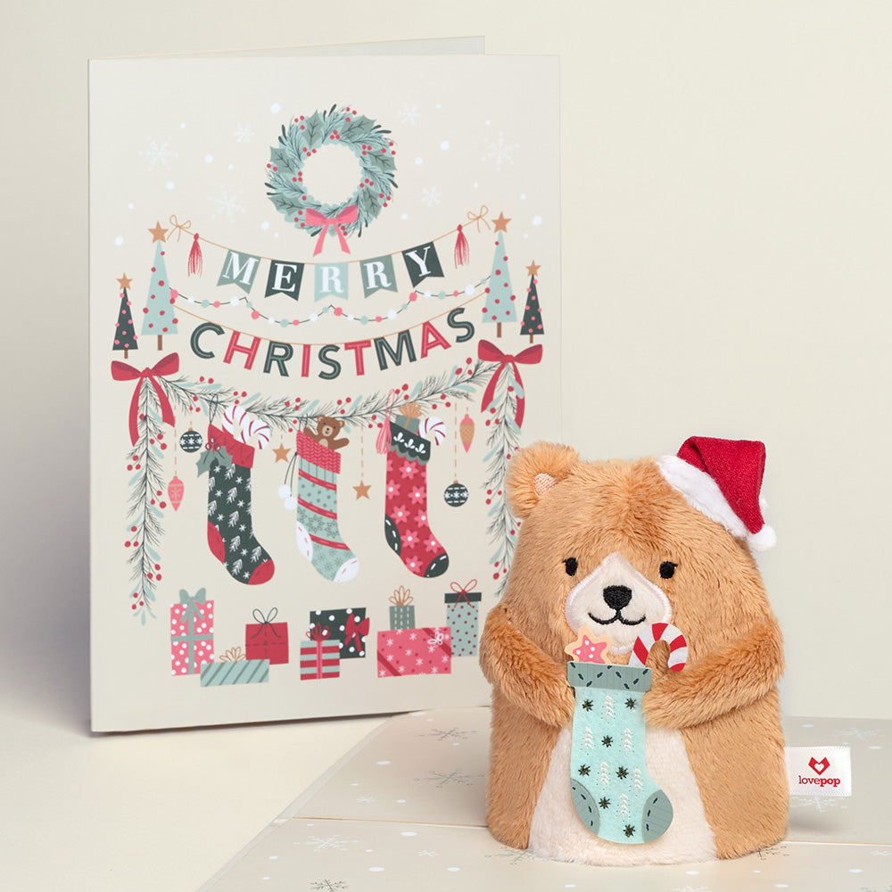 'Merry Christmas' Holiday Bear Plushpop Card、mySite、solidvoid