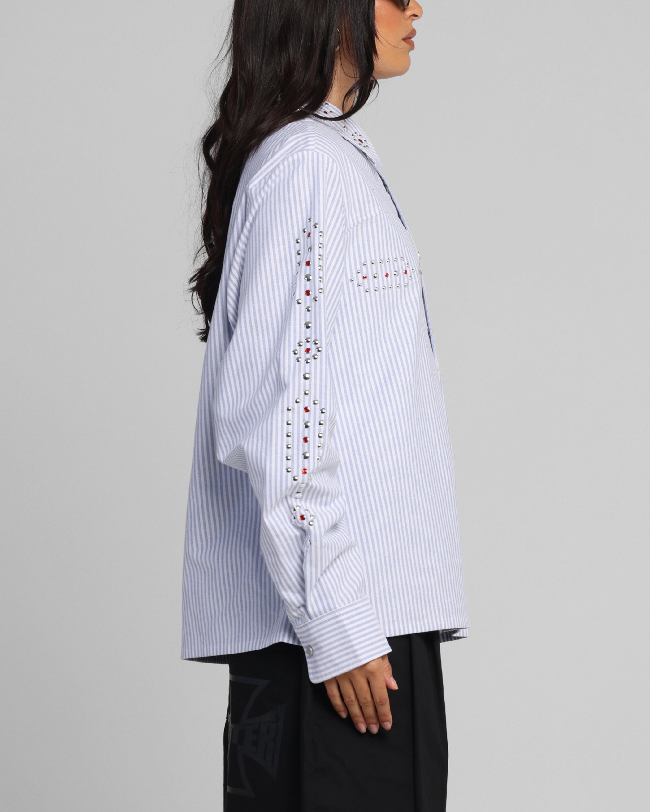 Loiter Western Long Sleeve Button Up Shirt Blue/White、mySite、zt4zffjzw