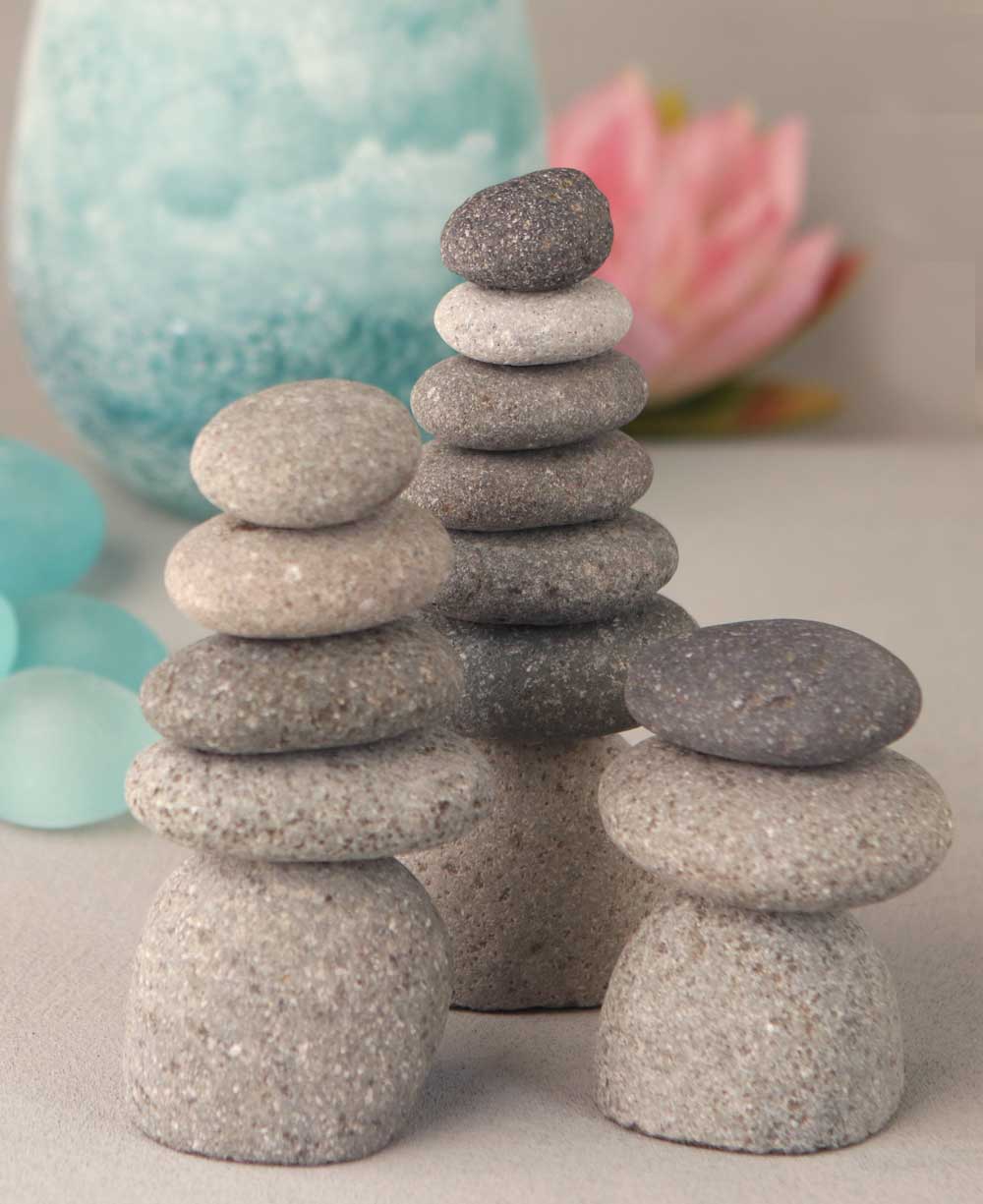 Set of 3 Miniature Stone Zen Cairn Natural Rock Sculptures、mySite、topwebapps