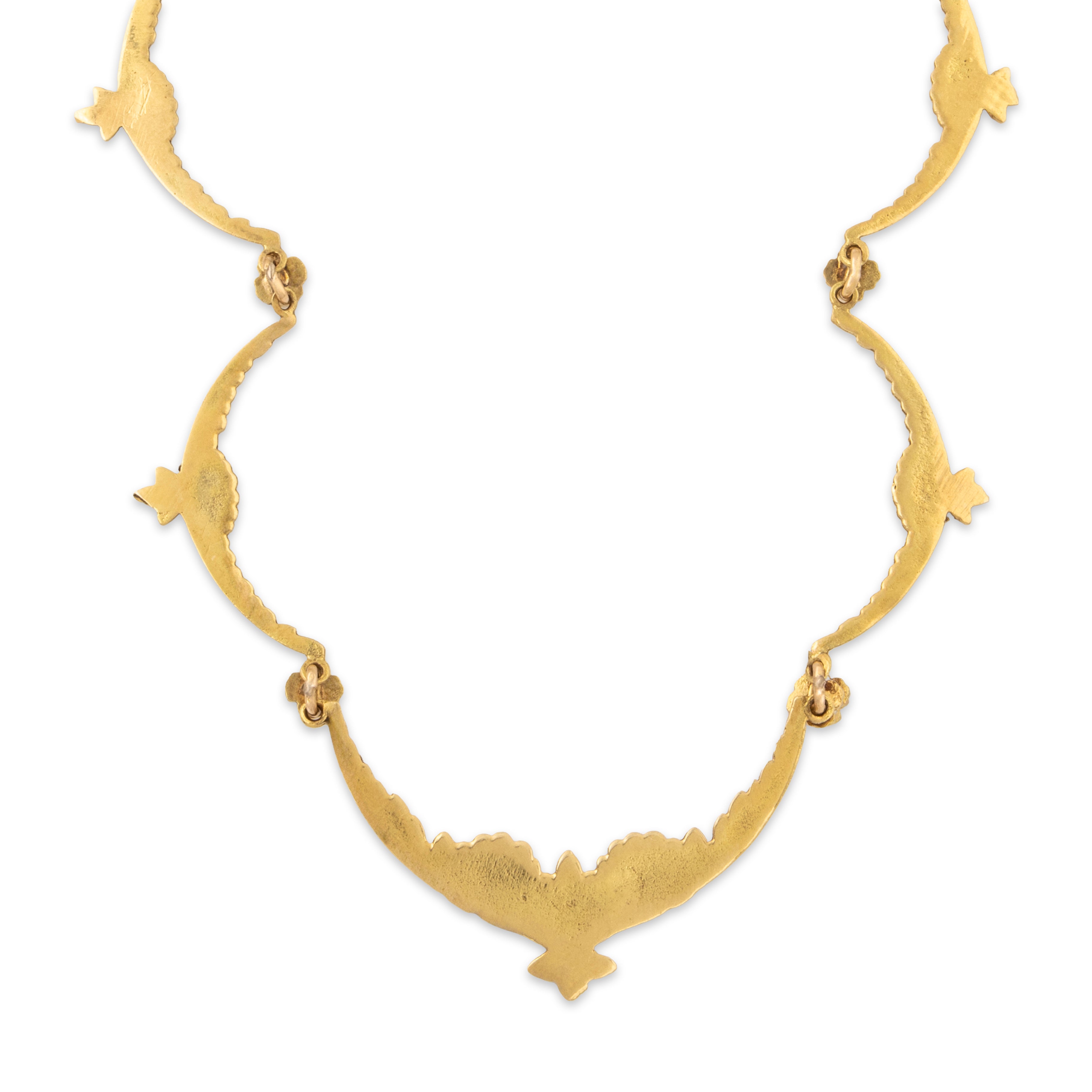 Vintage 19k Yellow Gold Floral Design Link Necklace 18、mySite、hinf8tx79