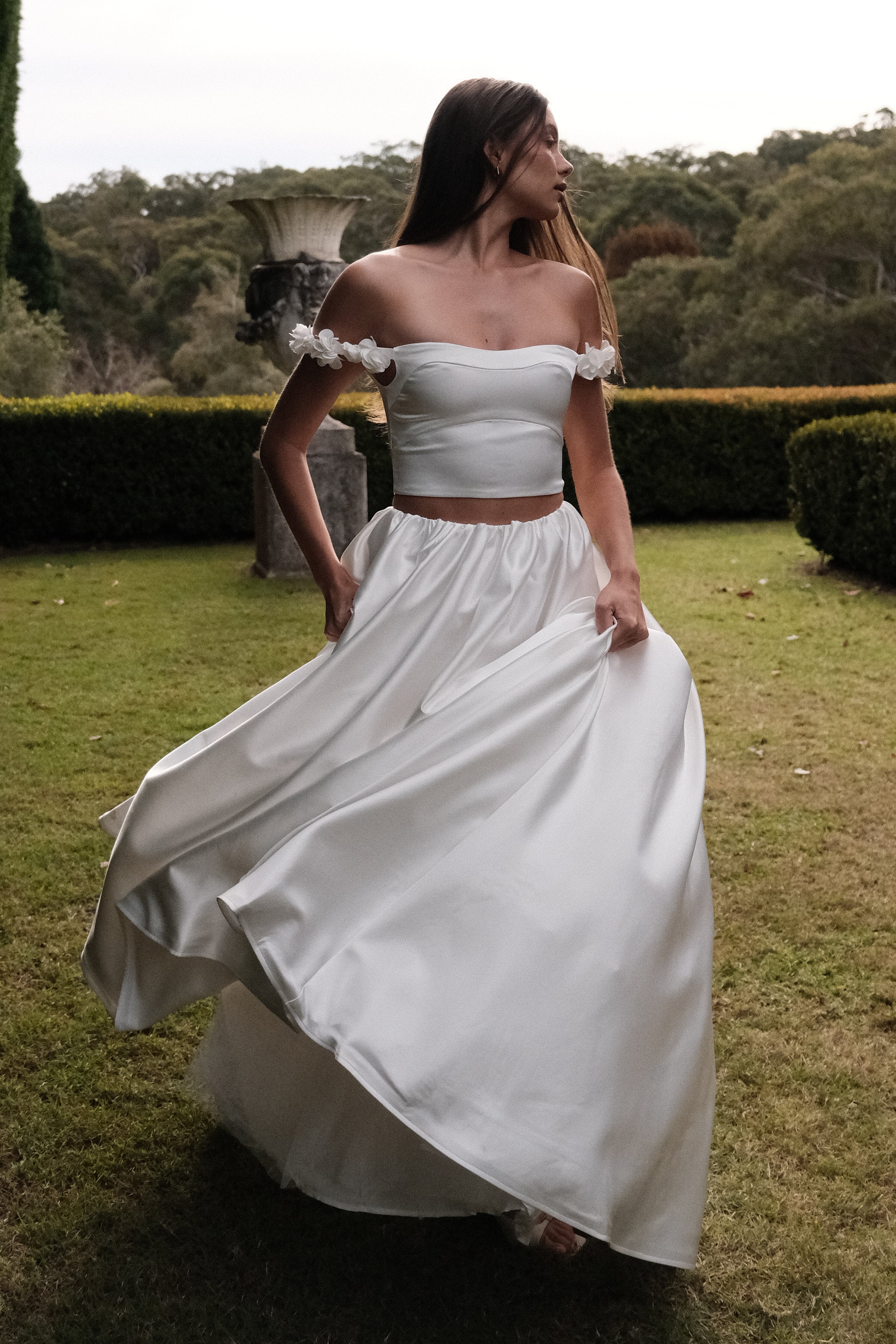 Kelsey Satin Maxi Skirt - White、mySite、solidvoid