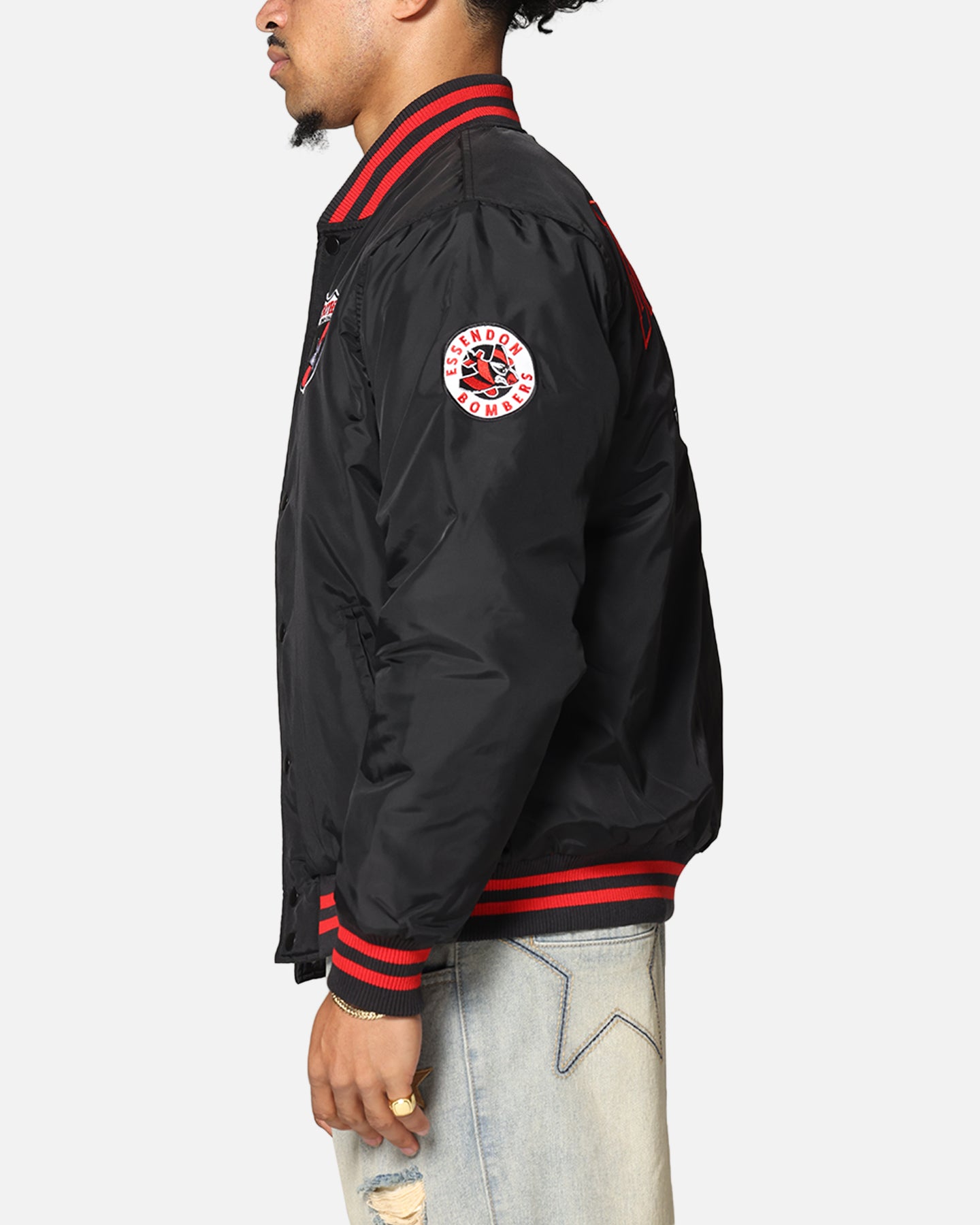 Mitchell & Ness Essendon Bombers Team Bomber Jacket Solid Black、mySite、zt4zffjzw