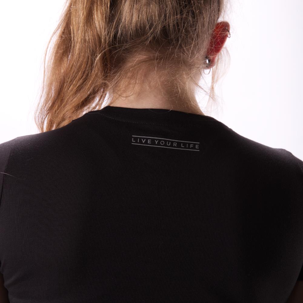  Stay Strong Word Box Reflective Ladies T-Shirt - Black、mySite、merchandisen