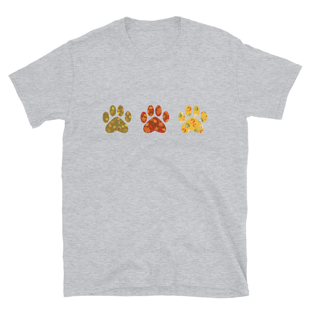Festive Fall Paw Prints T-Shirt、mySite、camillekostekn
