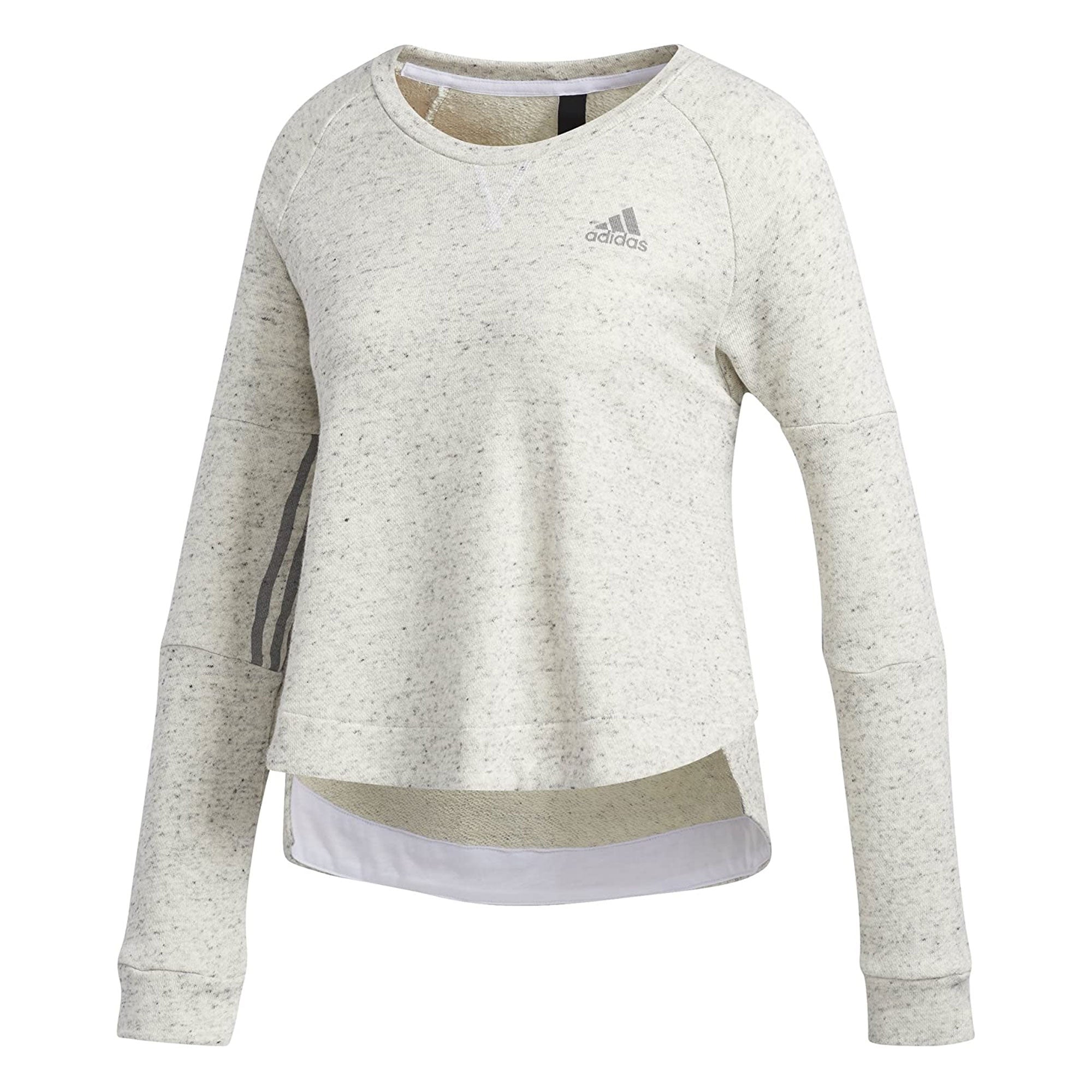 adidas Women's S2S Crew Neck Cropped PullOver Sweatshirt White/Grey、mySite、noshort