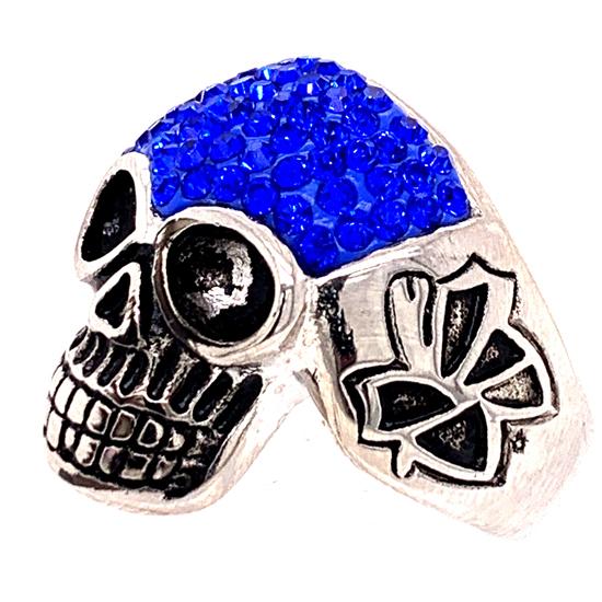 Skull With Tiny Blue Accent CZ Stones Stainless Steel Ring / SCR3104、mySite、dreamappss