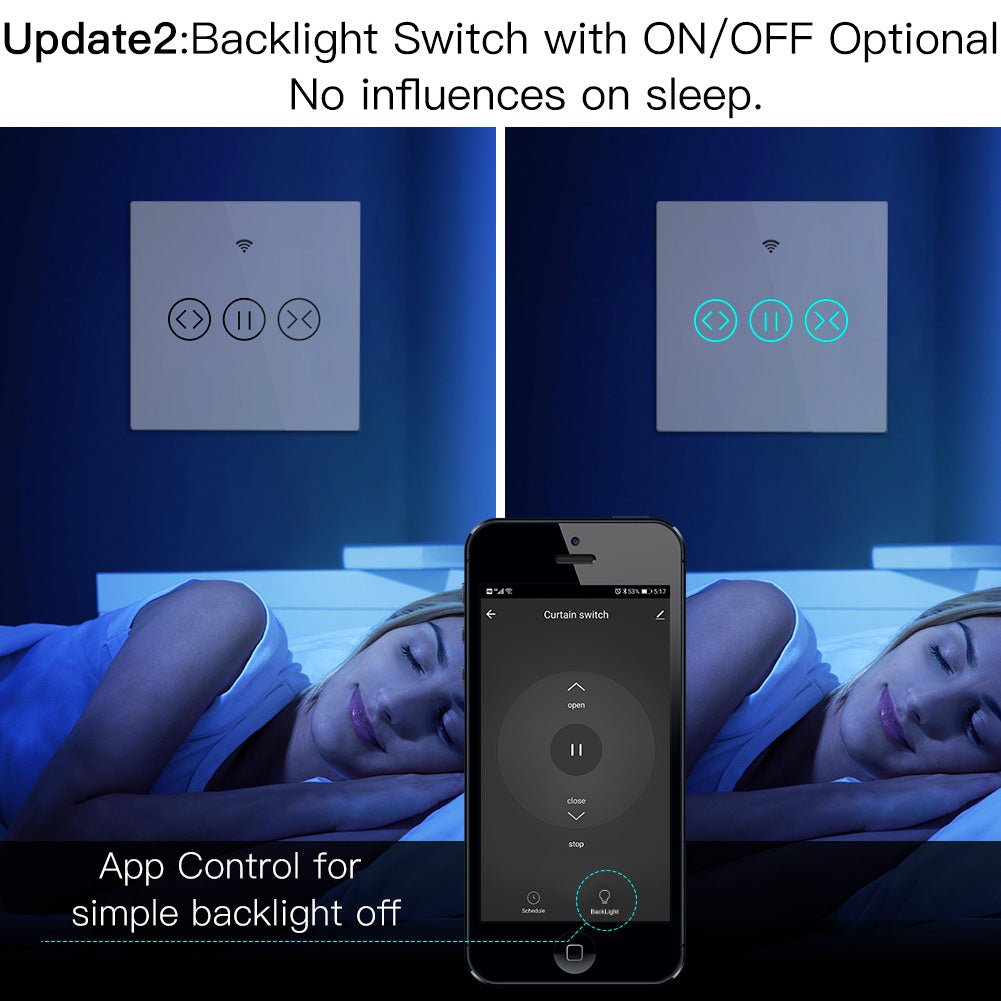 MOES ZigBee Curtain Switch Smart Touch RF Roller Blinds Shutter Switch EU、mySite、fannypackpong