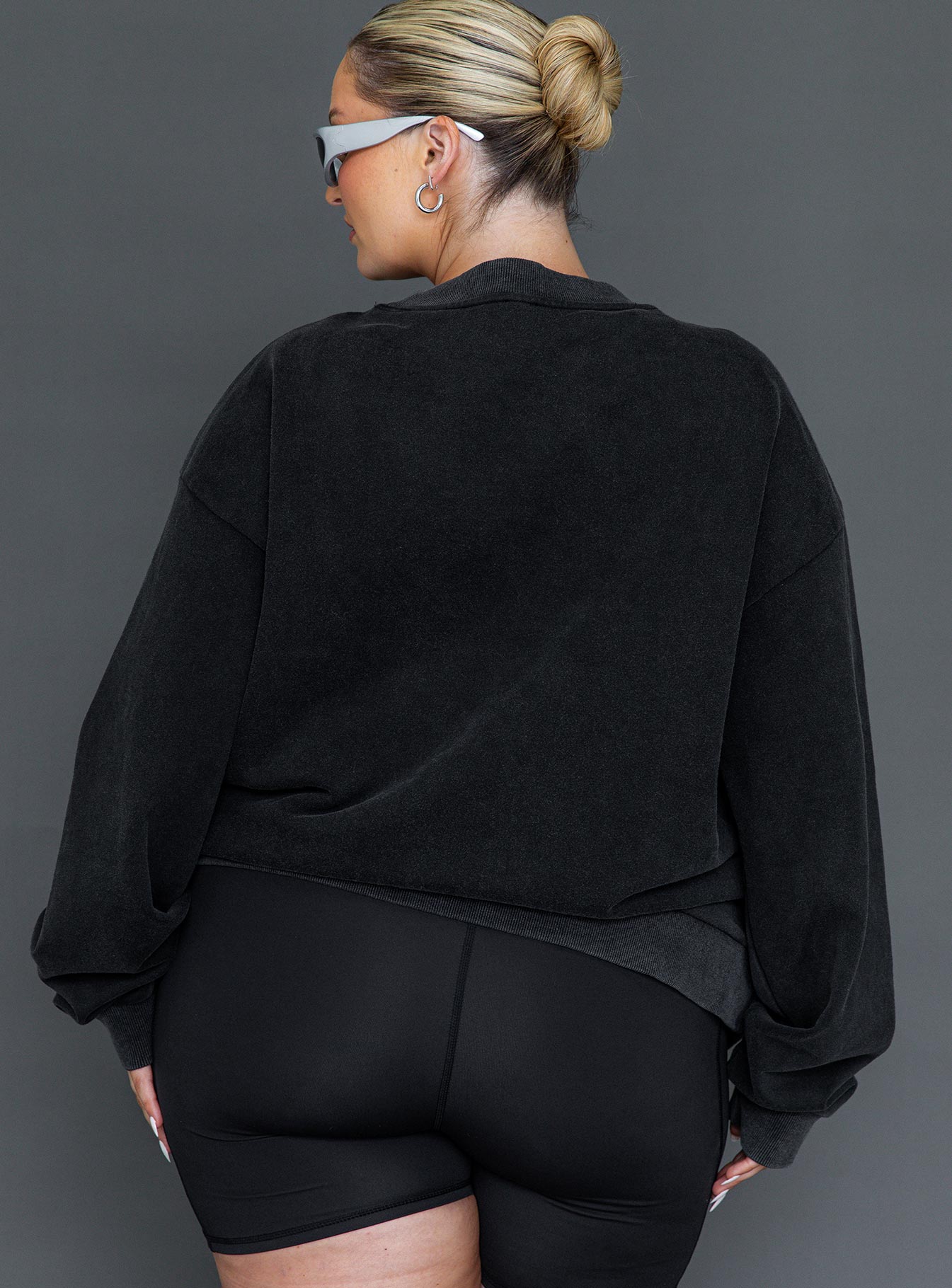 Fearlessness Activewear Crew Neck Sweatshirt Black Curve、mySite、solidvoid