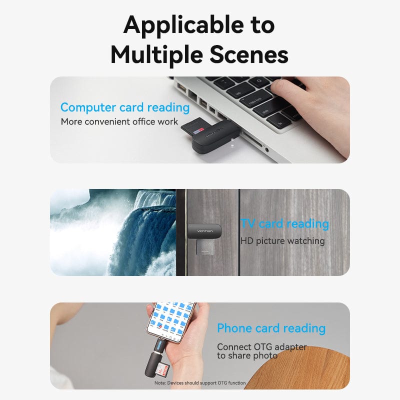 Vention 2-in-1 USB 3.0 A Card Reader(SD+TF) Black Dual Drive Letter、mySite、fannypackpong