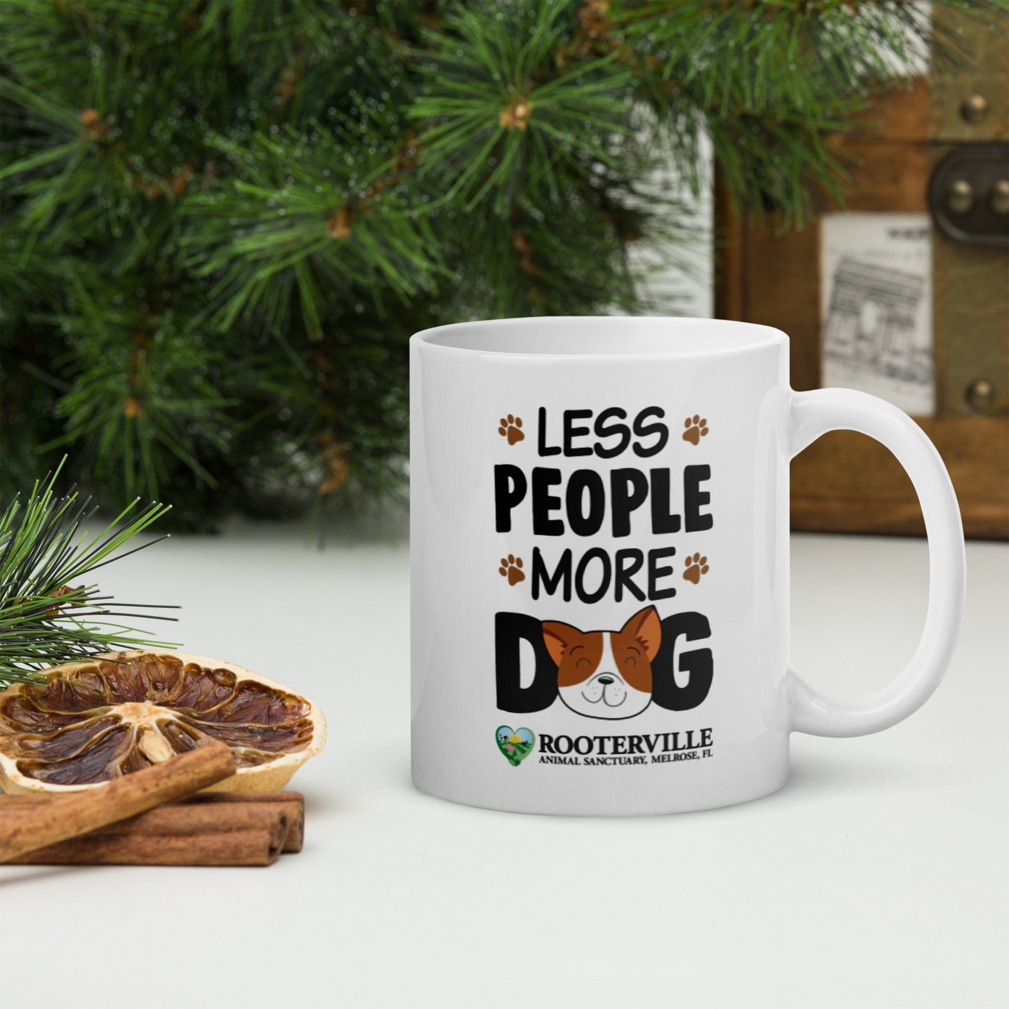 Less People More Dog White glossy mug、mySite、g9winljtr