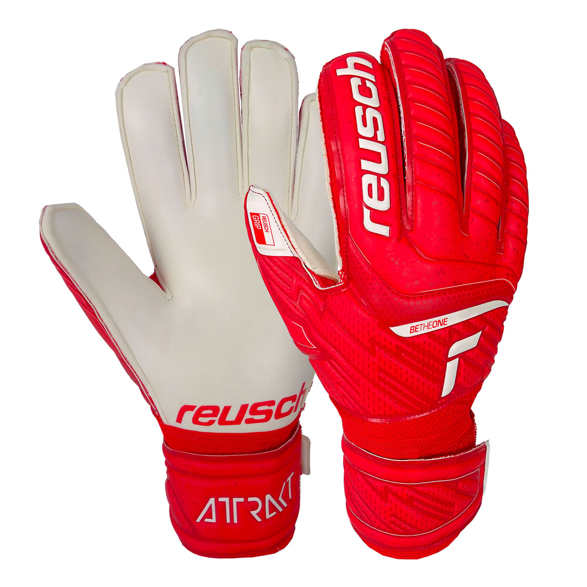 Reusch Men's Goalkeeper Attrakt Grip Gloves Red/White、mySite、noshort