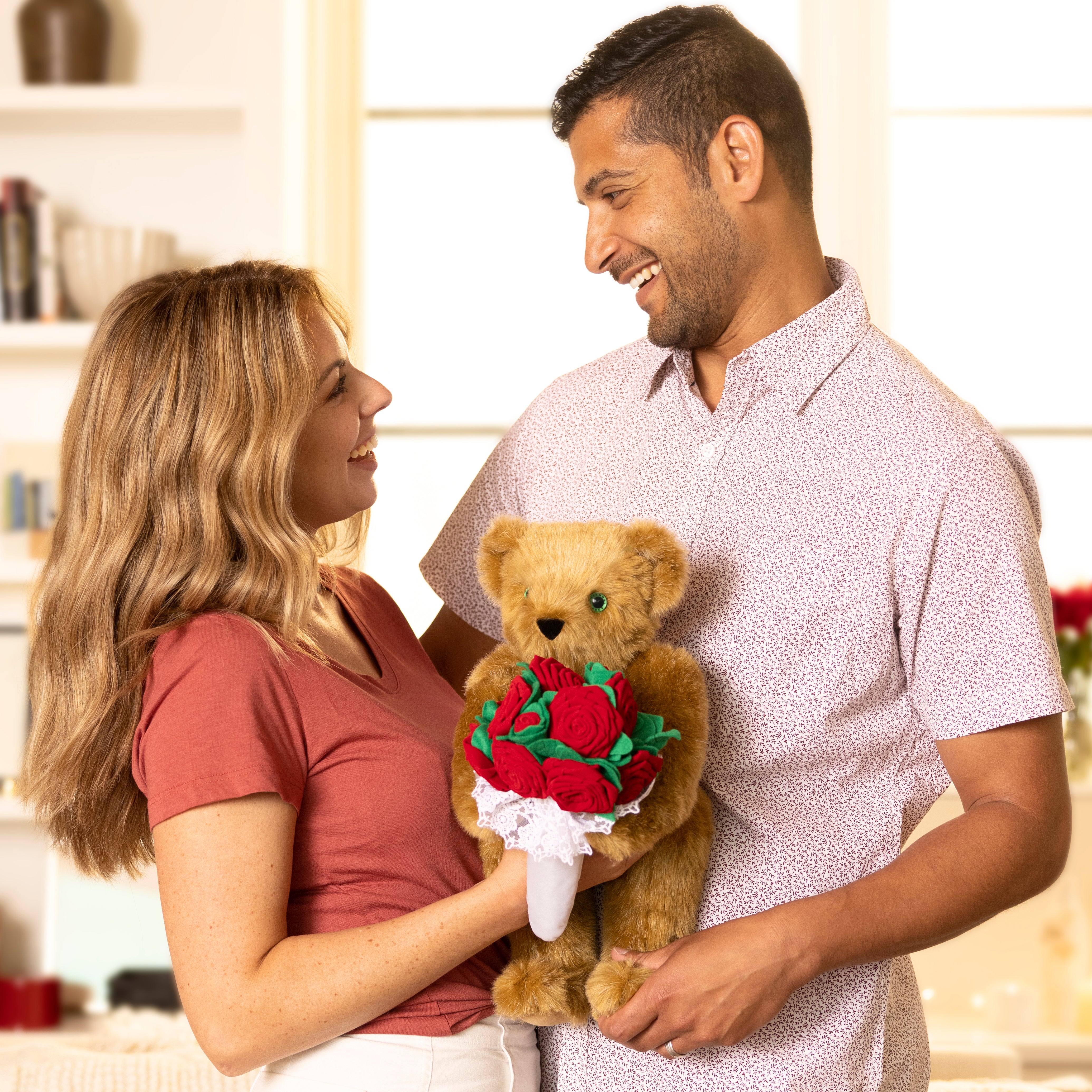 15 In. Red Rose Bouquet Teddy Bear、mySite、g9winljtr