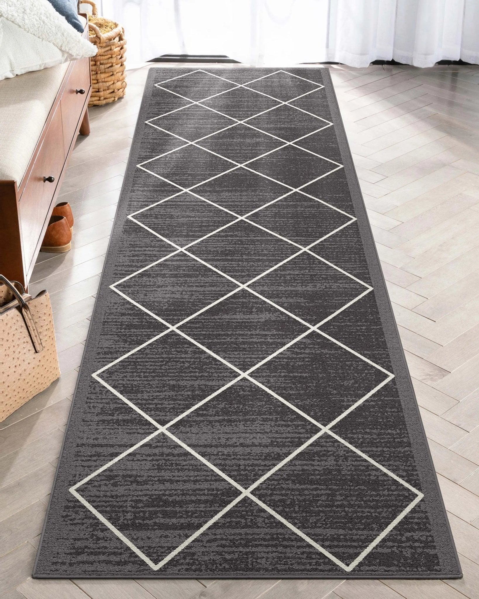Clover Grey Modern Trellis Flat-Weave Cotton Backing Rug、mySite、gigharbornorthrealestate