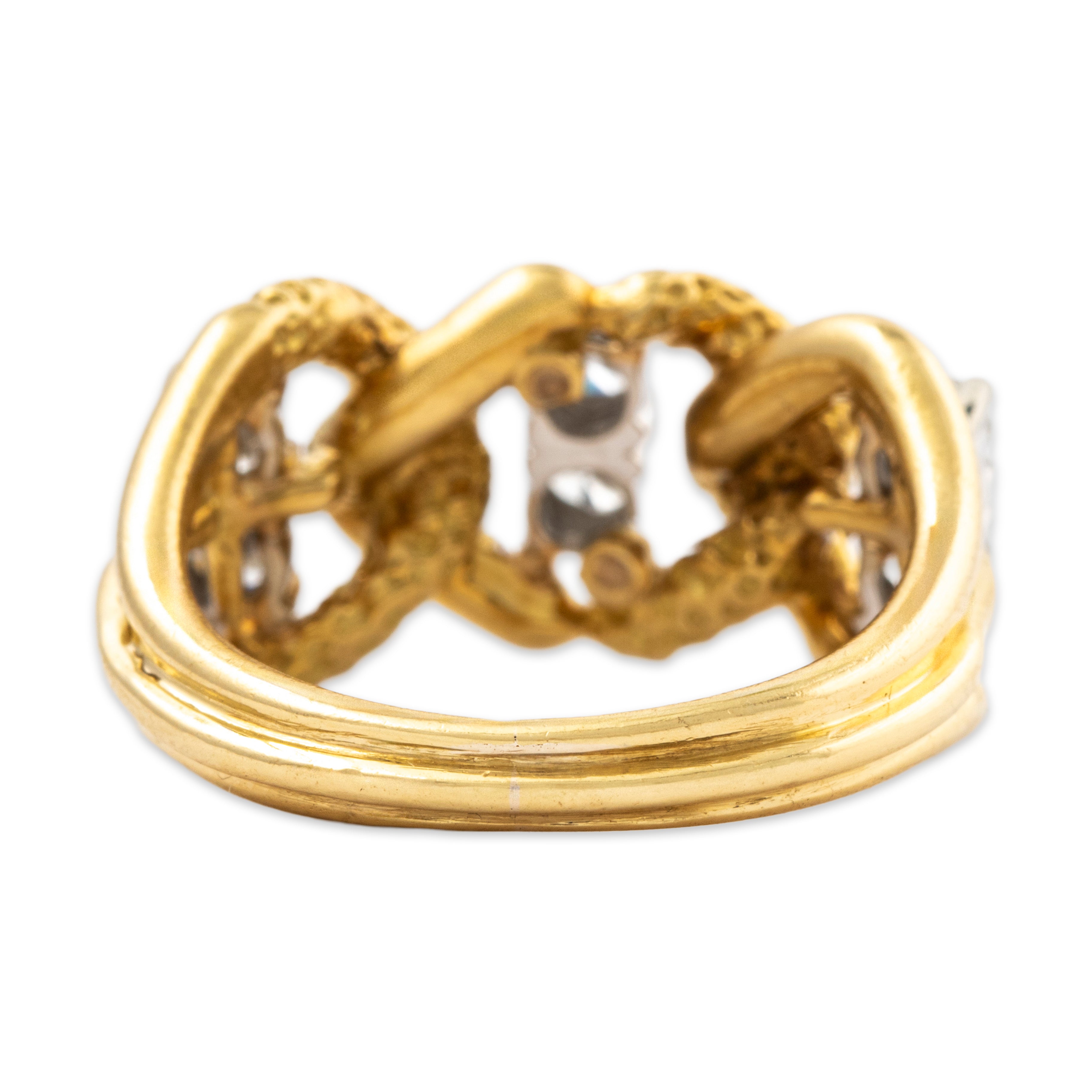 Vintage Heavy 18k Yellow Gold 0.696cttw Diamond Interlinked Sparkle Ring 5.50、mySite、hinf8tx79