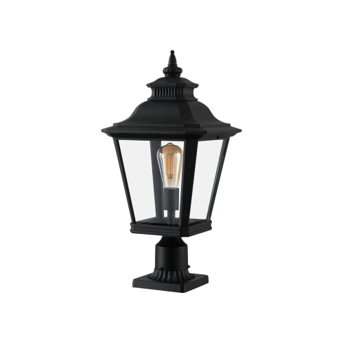 21"(H) 2-Pack Outdoor Post Lantern Light – Vintage Black Metal & Clear Glass Pillar Lamp for Garden, Gate, Driveway, and Pathway Lighting with Elegant Design (Bulb Not Included)、、eastwooduniform
