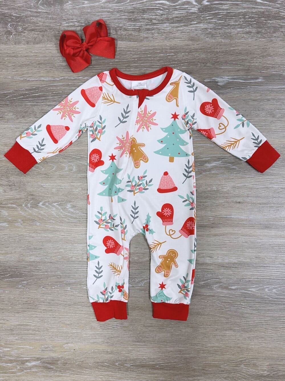 Christmas Cheer Long Sleeve Holiday Baby Romper、mySite、camillekostekn