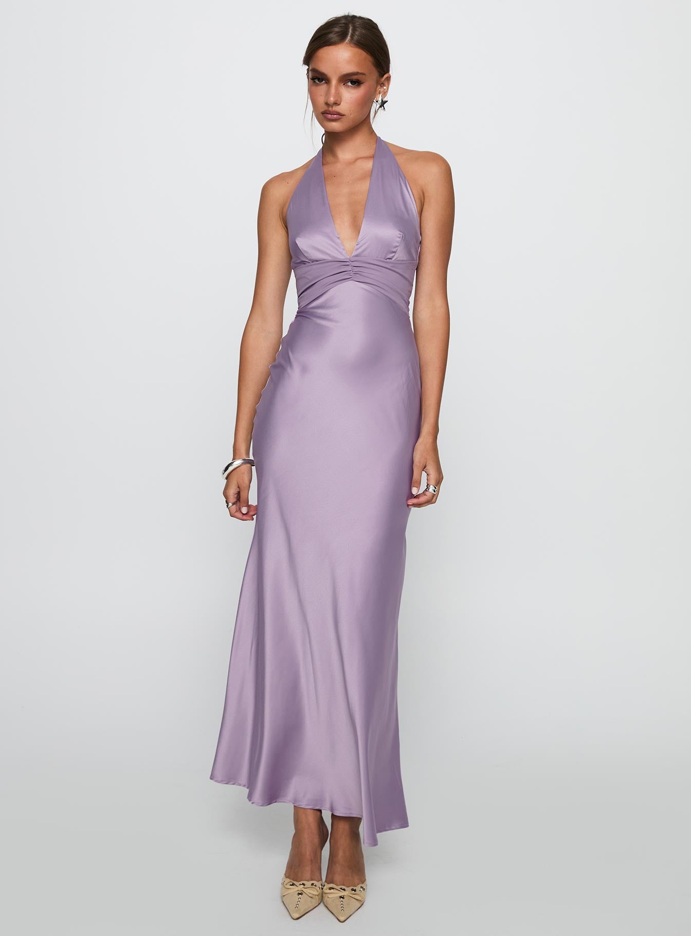 Rousseau Halter Maxi Dress Mauve、mySite、solidvoid