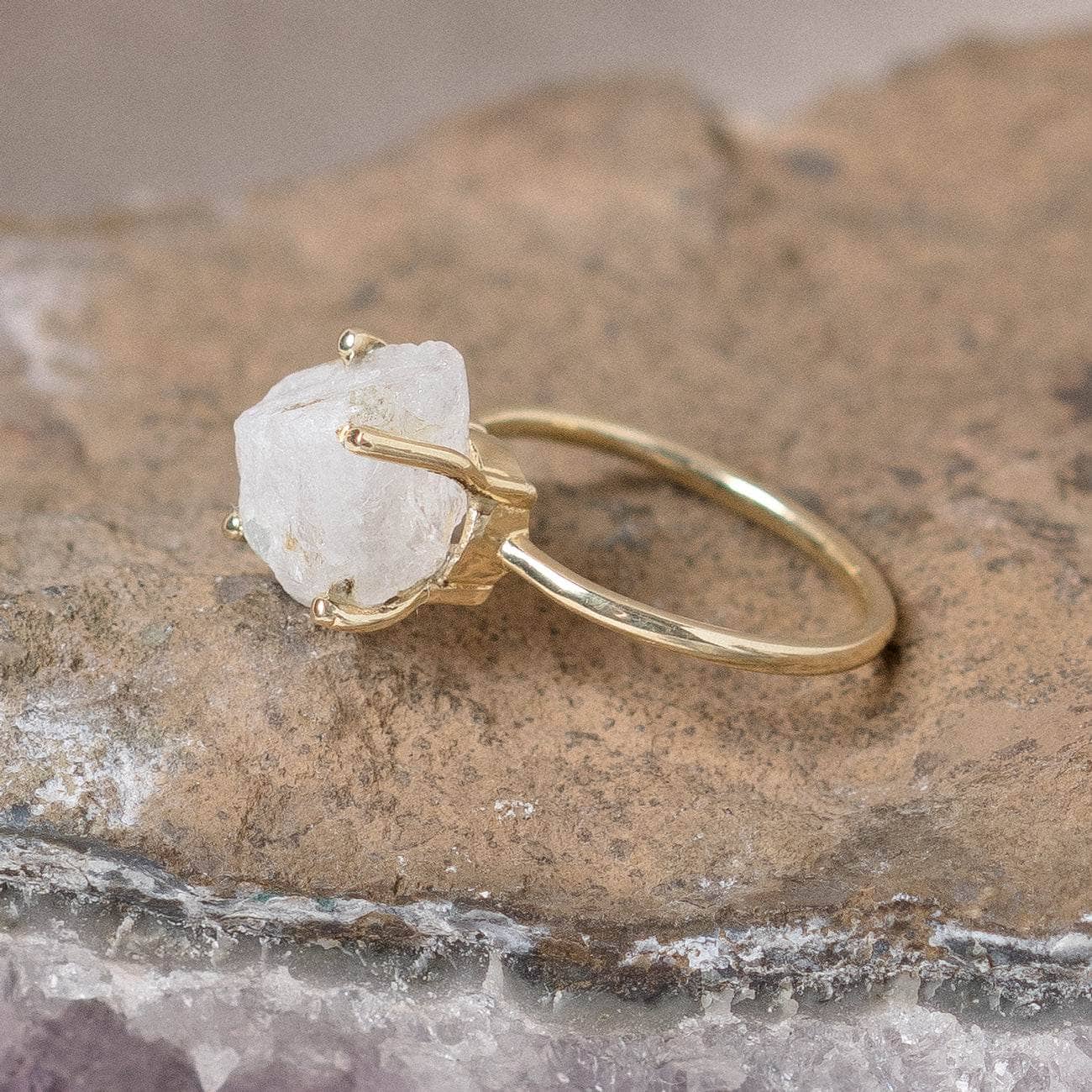 Rainbow Moonstone Raw Freeform Gold or Silver Ring、mySite、hinf8tx79
