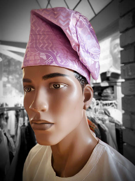 Jide Purple Lilac African Damask Hat-Kufi-DPH4044、mySite、solidvoid