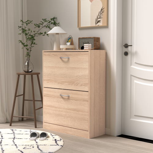 Wooden Shoe Cabinet for Entryway, White Shoe Storage Cabinet with 3 Flip Doors 20.94x9.45x43.11 inch、、casual