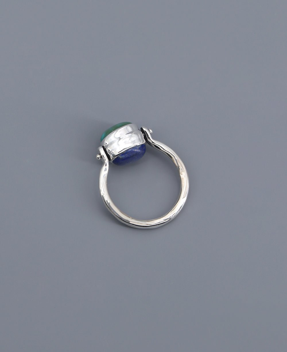 Mindful Sterling Silver Rotating Ring With Lapis and Turquoise、mySite、topwebapps