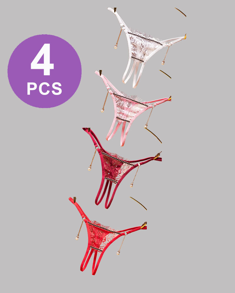 Crotchless Pearl Pendant Thong Panty Set、mySite、bengalsvssteelers