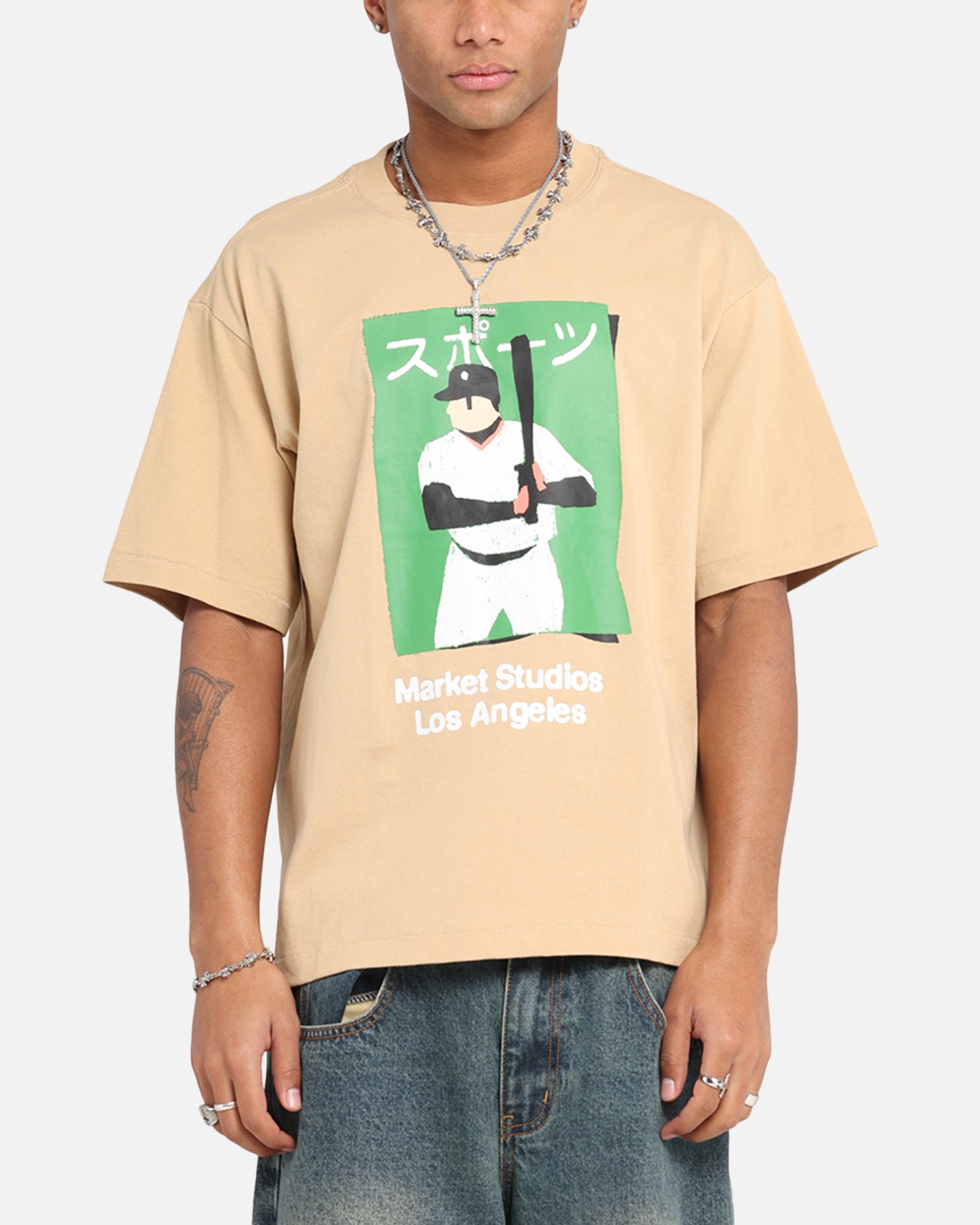 Market Illustrated Baseball T-Shirt Oatmilk、mySite、zt4zffjzw