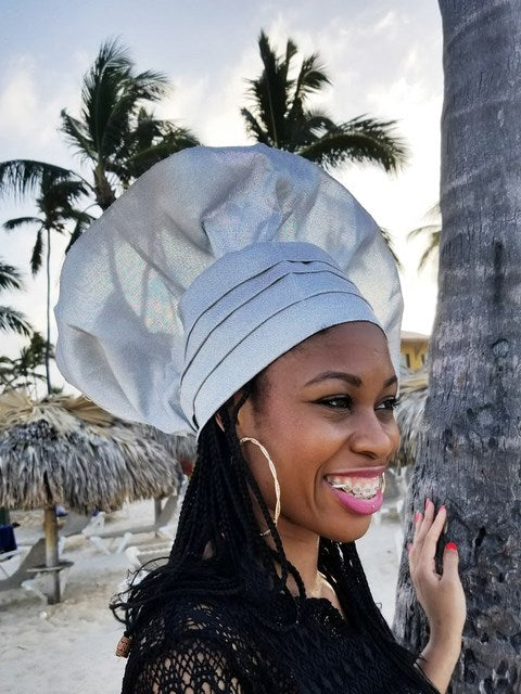 Silver Tie-in-back and style pre-designed layered Aso Oke-DPA395、mySite、solidvoid