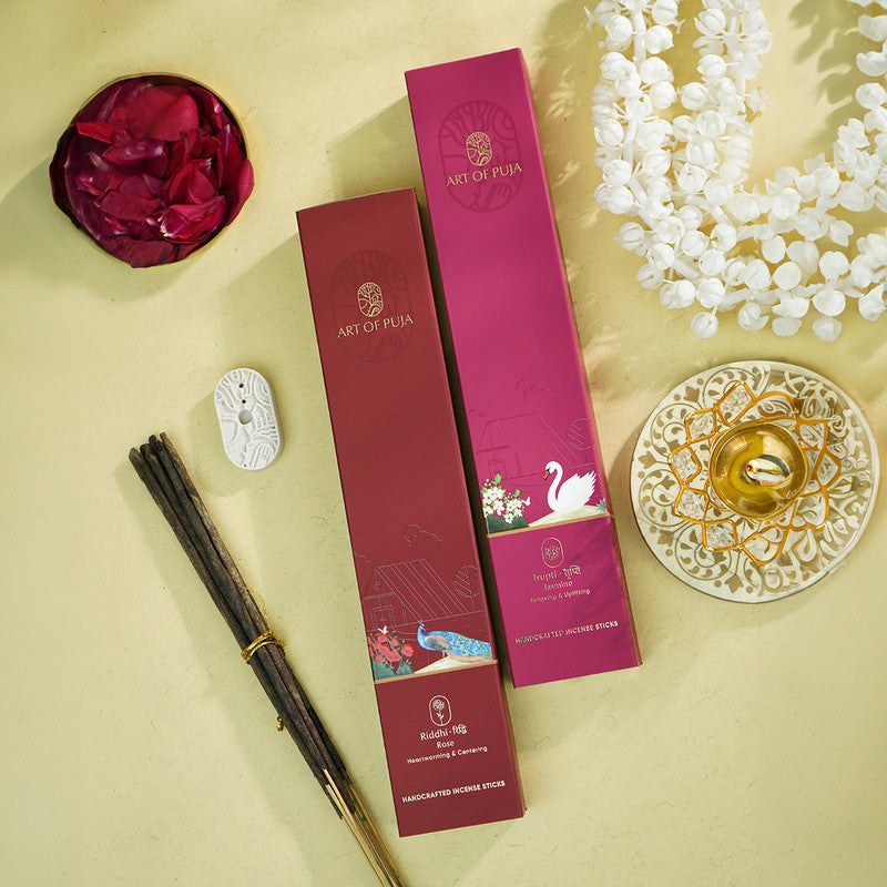 Wooden Festive Gift Box | Incense Stick & Incense Holder | Floral Fragrance | Set of 2、mySite、camillekostekn