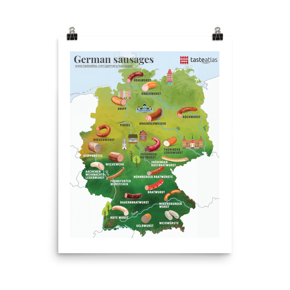German Sausages Map Poster (in)、mySite、camillekostekn