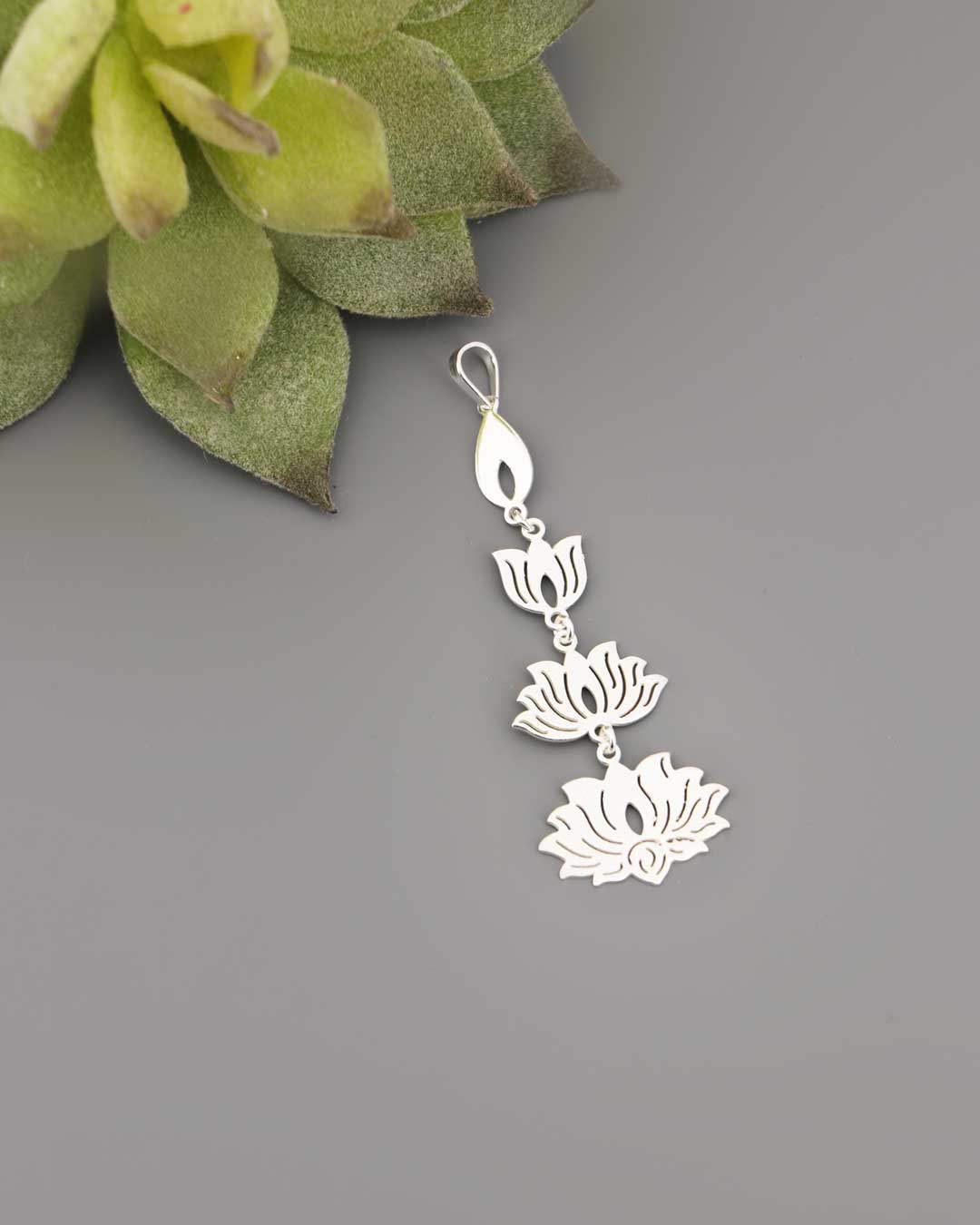 Sterling Silver Lotus Bloom Pendant – Symbol of Growth Yoga Jewelry、mySite、topwebapps