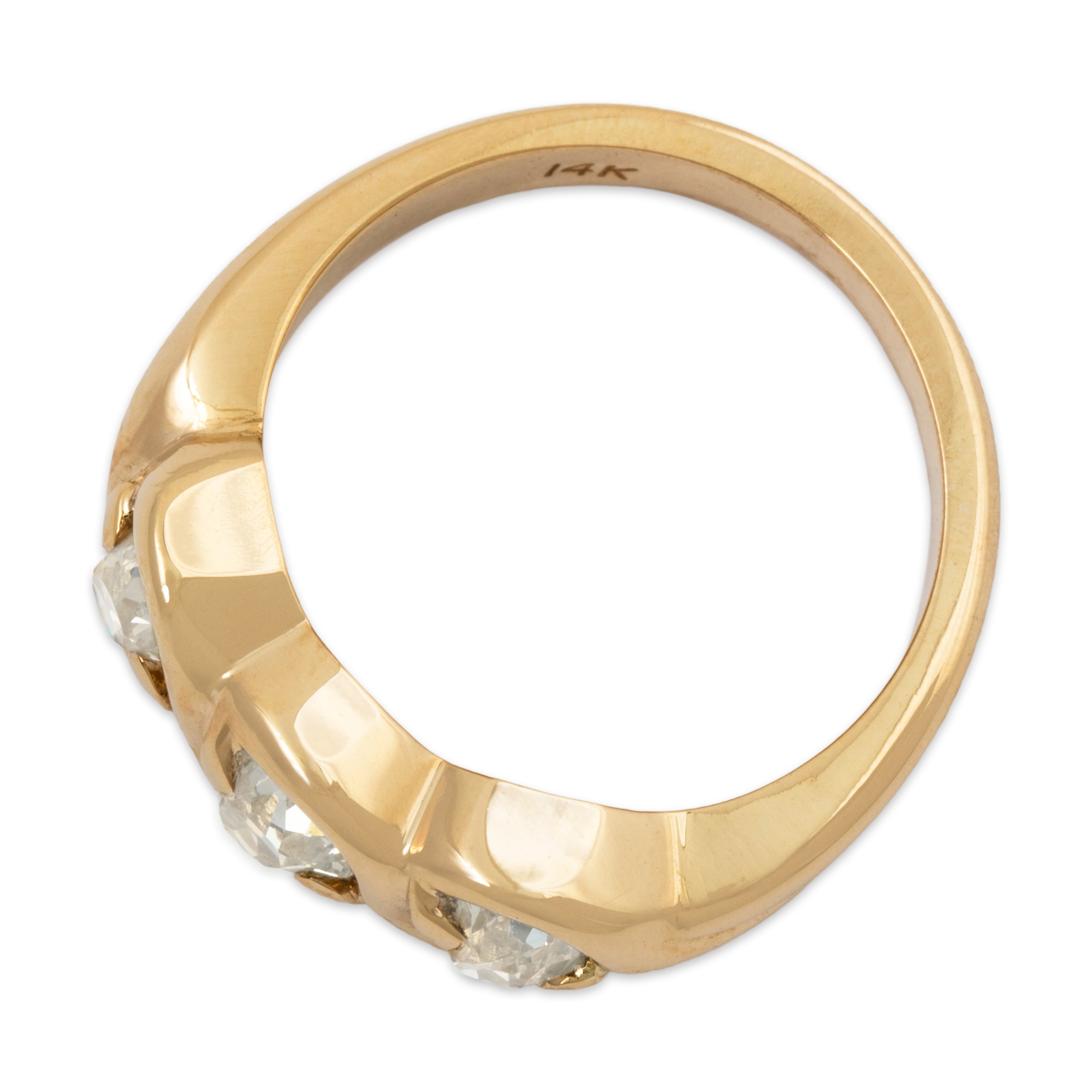 Vintage Heavy 14k Yellow Gold 1.07cttw Old Mine Cut Diamond Sparkling Trio Ring、mySite、hinf8tx79