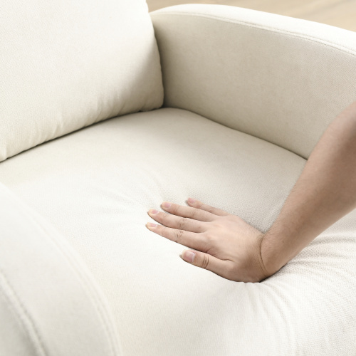 Video Welike 27.6"W Modern Accent High Backrest Living Room Lounge Arm Rocking Chair, Two Side Pocket ,Teddy White (Ivory)、、casual