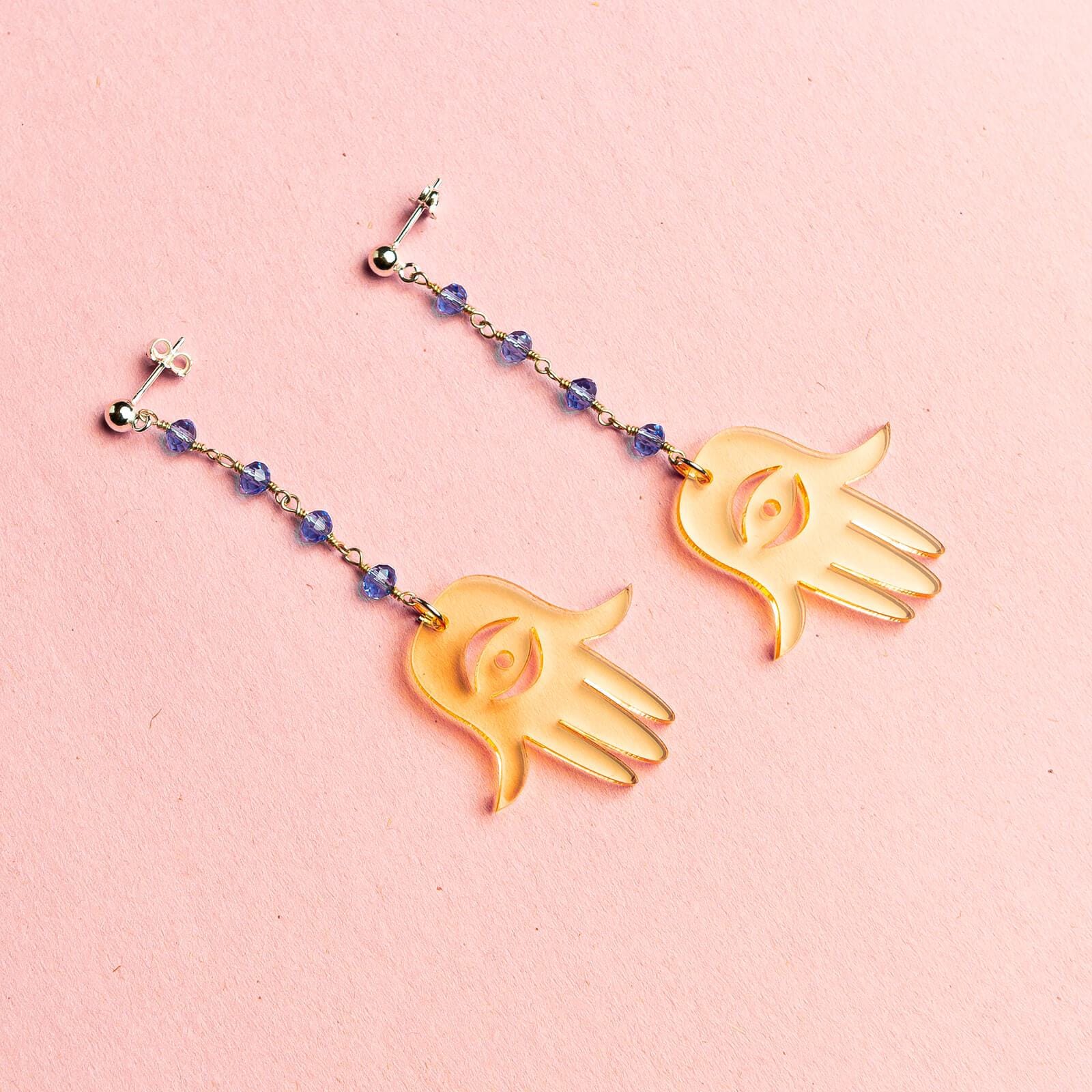 Maya Hamsa Earrings - Blue and Nude、mySite、topwebapps