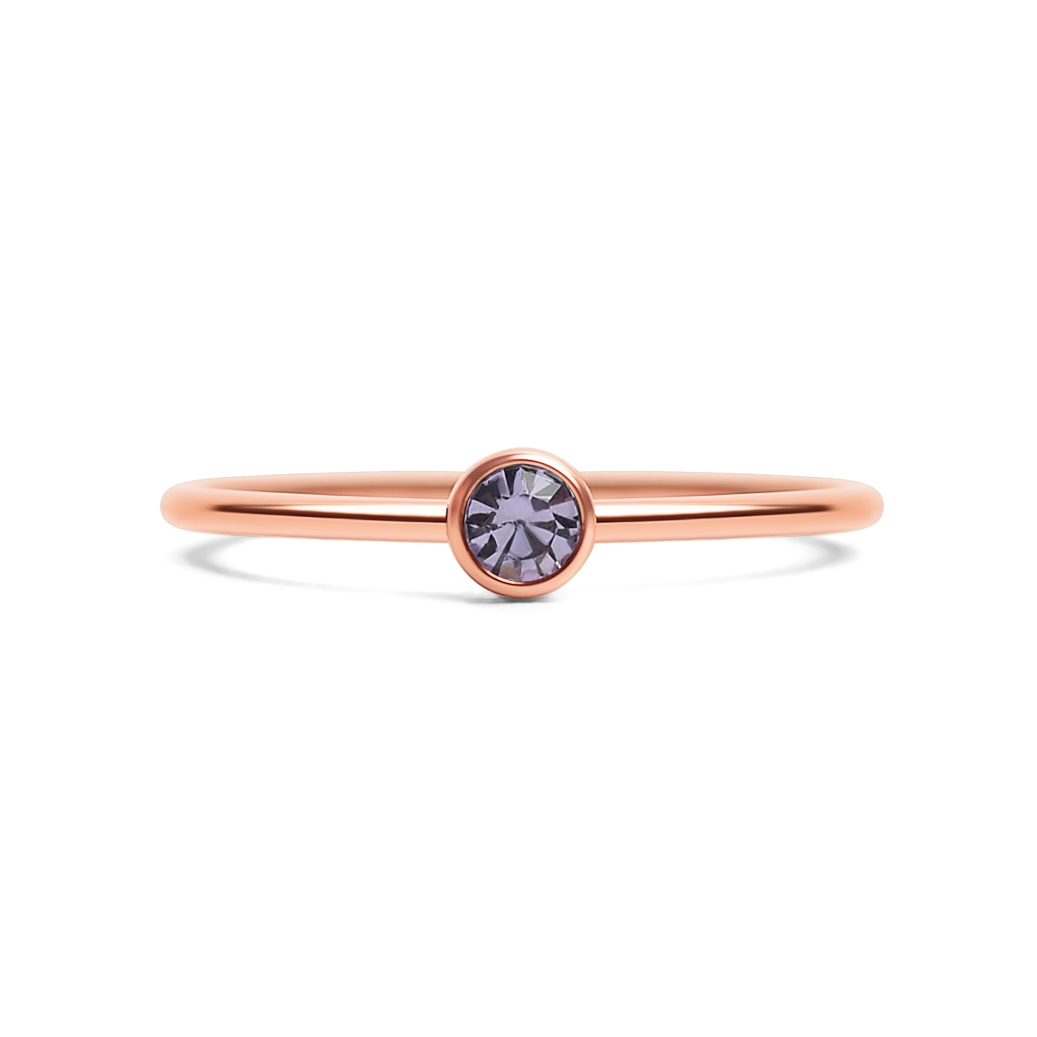 18K Rose Gold PVD Stainless Steel Birthstone Stacking Ring Size 3 / ZRJ1002、mySite、dreamappss