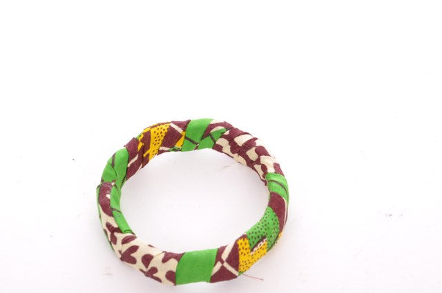 Green Brown African Print Bangle-DPBG3039A、mySite、solidvoid