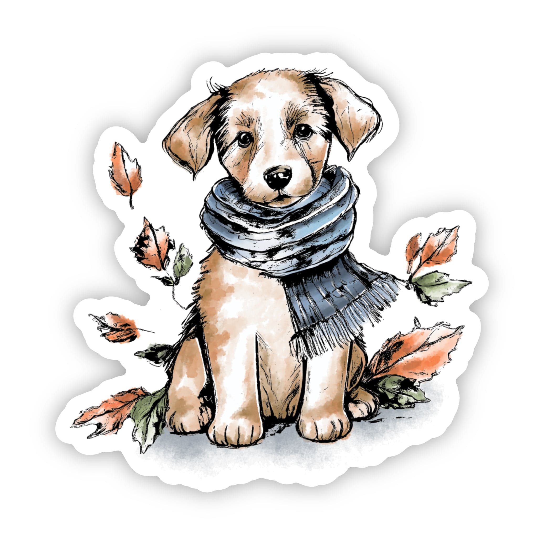  Cozy Dog In Scarf Fall Sticker、mySite、elrpsem3k