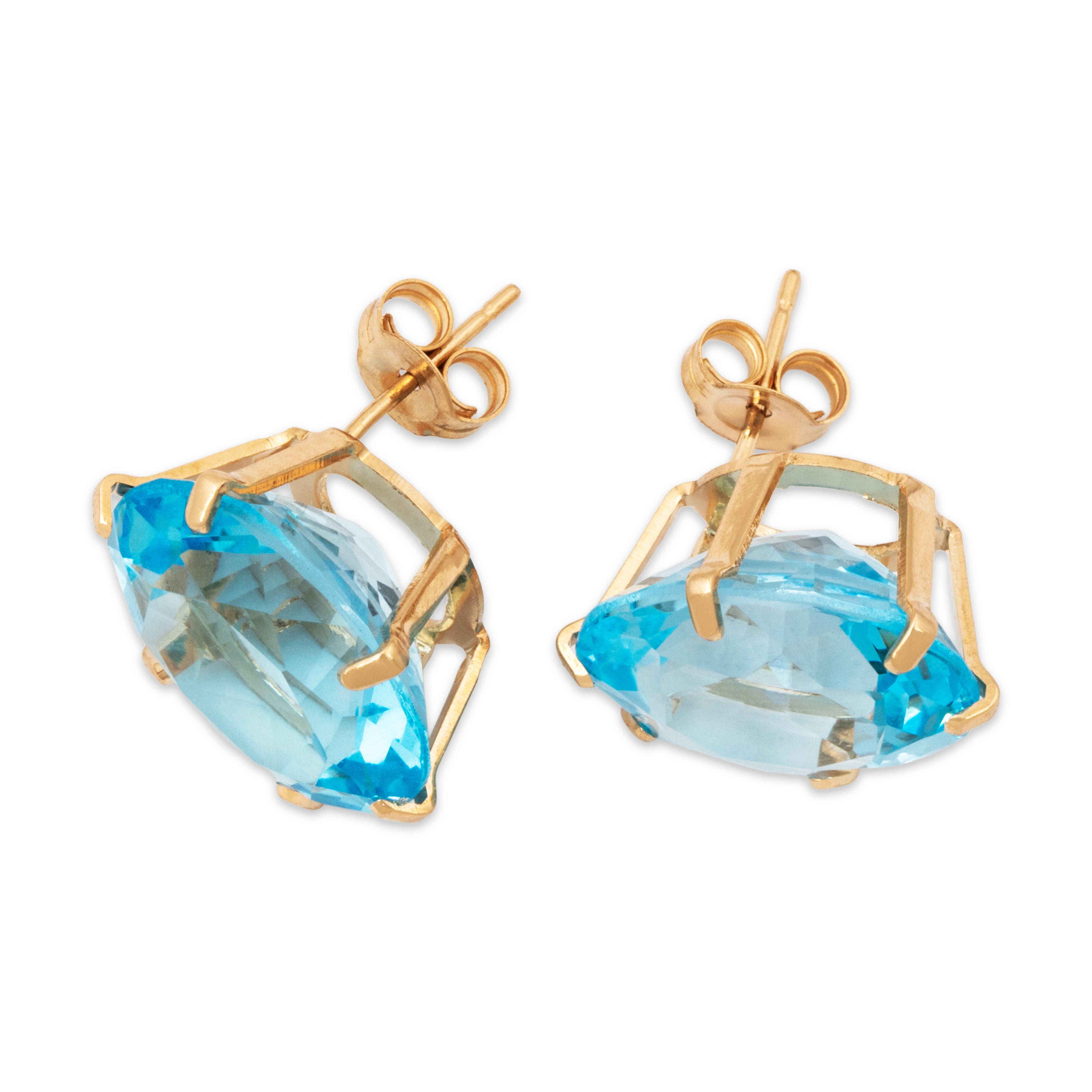Vintage Large 14k Yellow Gold 16cttw Sky Blue Topaz Statement Stud Earrings、mySite、hinf8tx79
