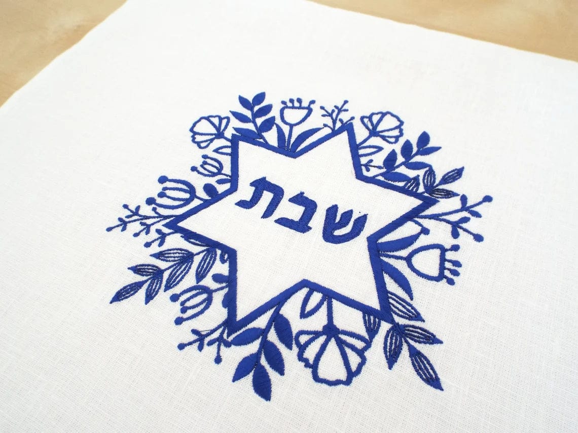 Shabbat Floral Star of David Linen Challah Cover、mySite、topwebapps