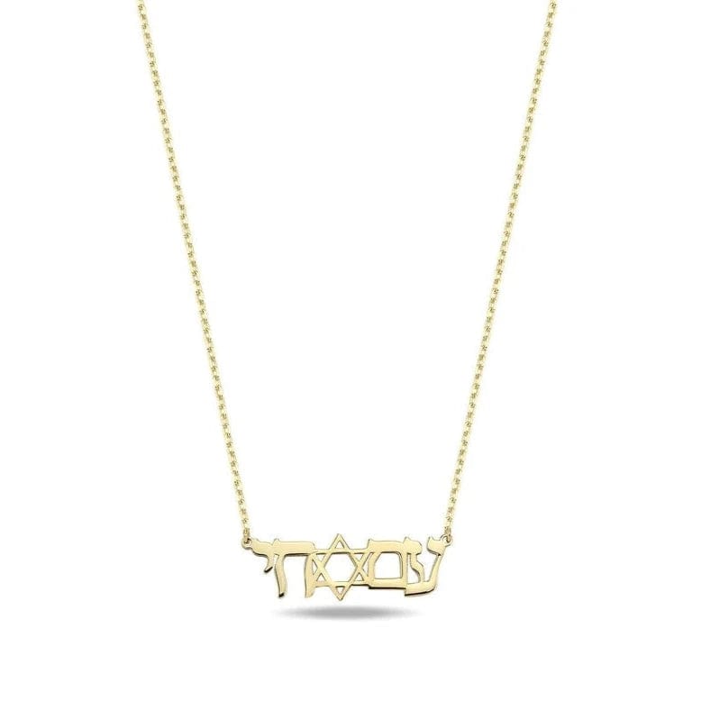 Am Israel Chai Necklace with Star of David - 14k Gold、mySite、topwebapps