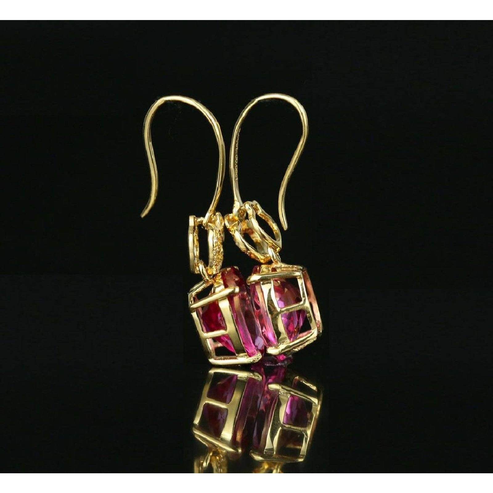 Spectacular 18K Gold Pink Tourmaline and Diamond Earrings, 5.36 ctw、mySite、g9winljtr