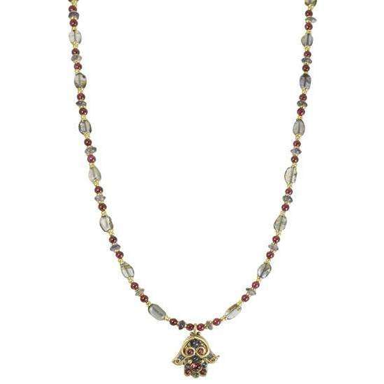 Michal Golan Iolite and Garnet Beaded Hamsa Necklace、mySite、topwebapps