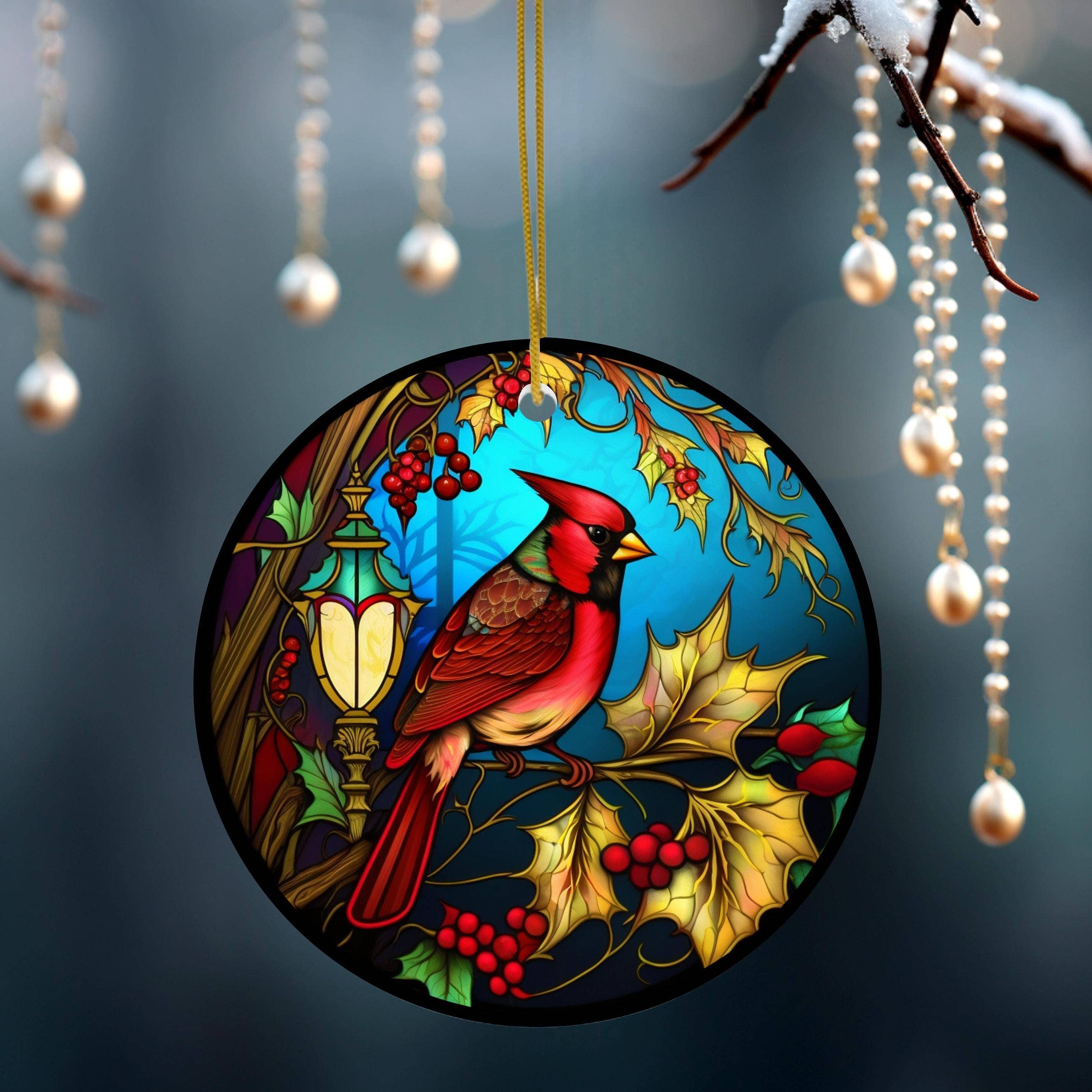 Cardinal Ceramic Christmas Tree Keepsake Ornament、mySite、g9winljtr