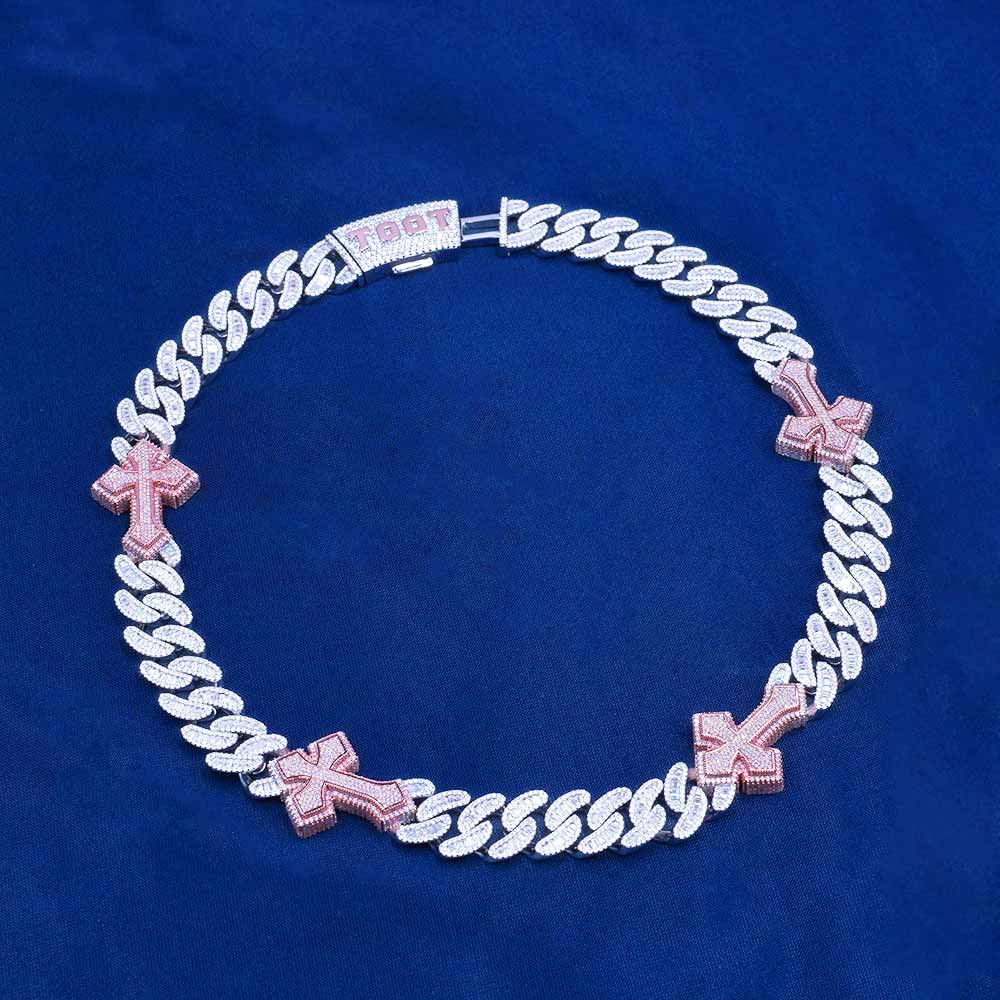 CUSTOM CLASP 15MM Moissanite Baguette Cross Miami Cuban Link Chain 14K Gold、mySite、hinf8tx79