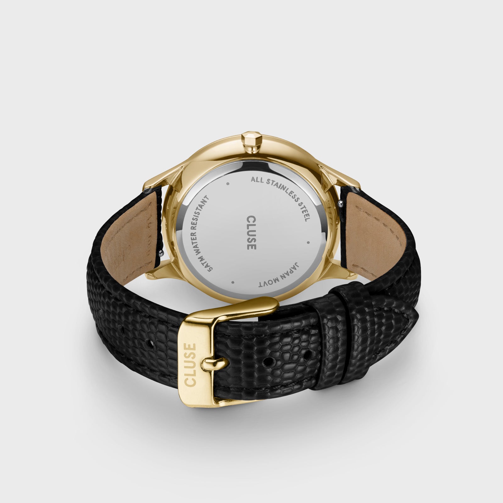  Minuit Multifunction Black Watch Leather, Black Lizard, Gold Colour