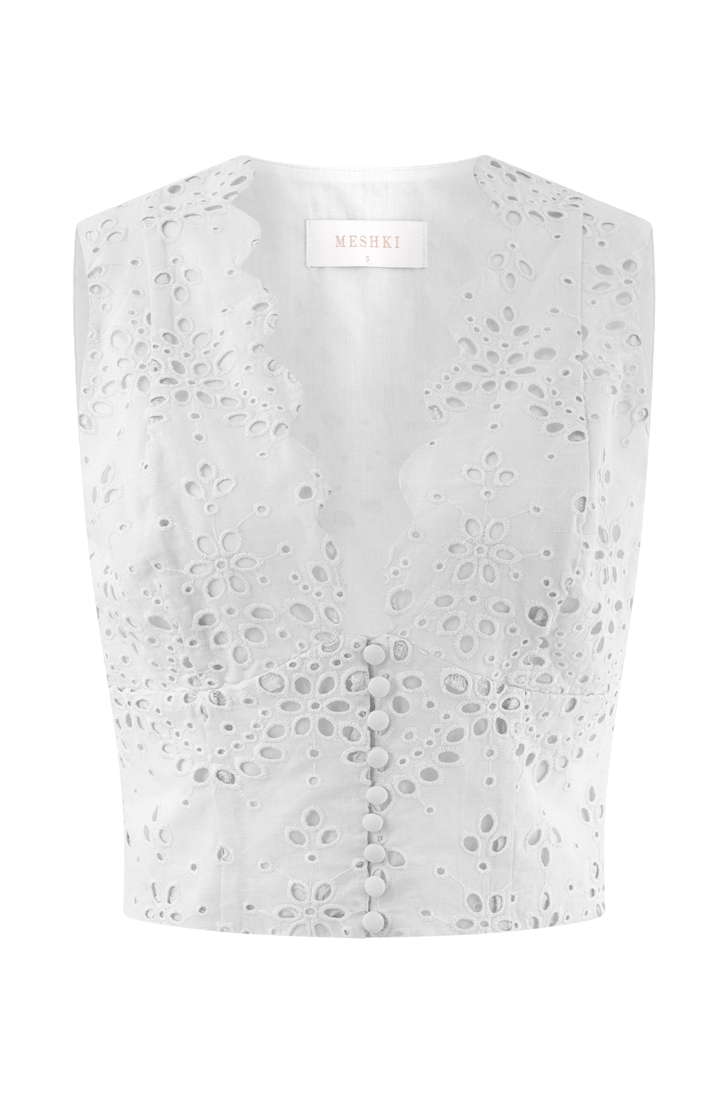 Arla Sleeveless Broderie Top - White、mySite、solidvoid